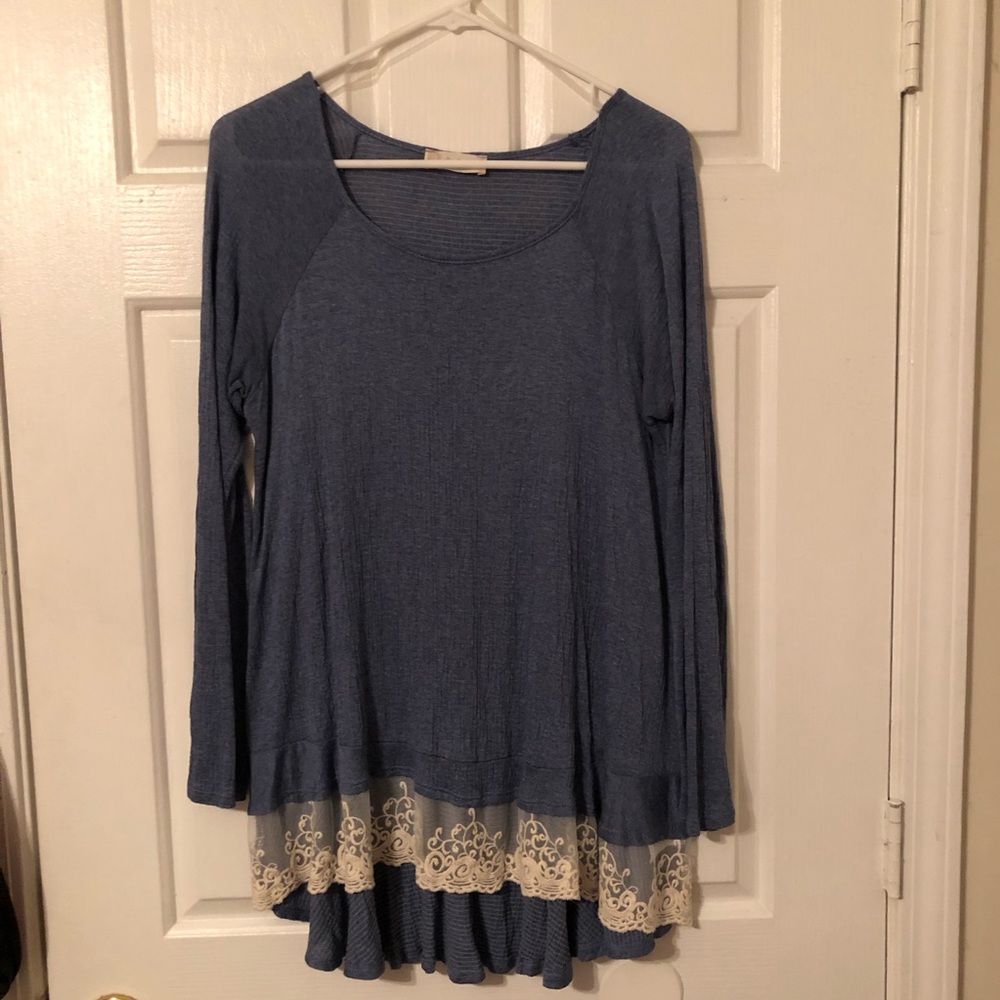 Altar’d State Blue + White Lace Tunic